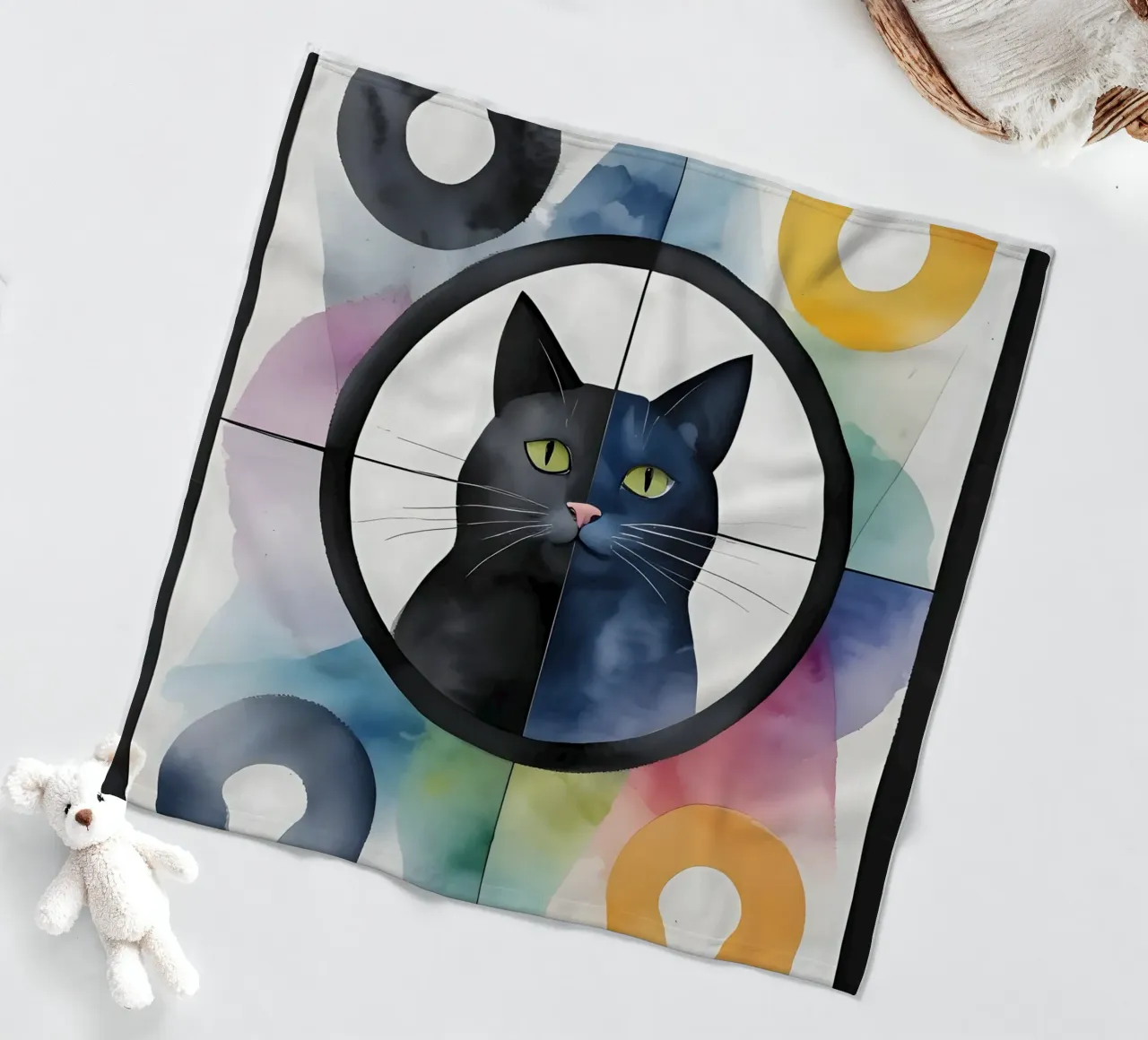 Gatto minimalista 02 coperta in pile da Minimalism