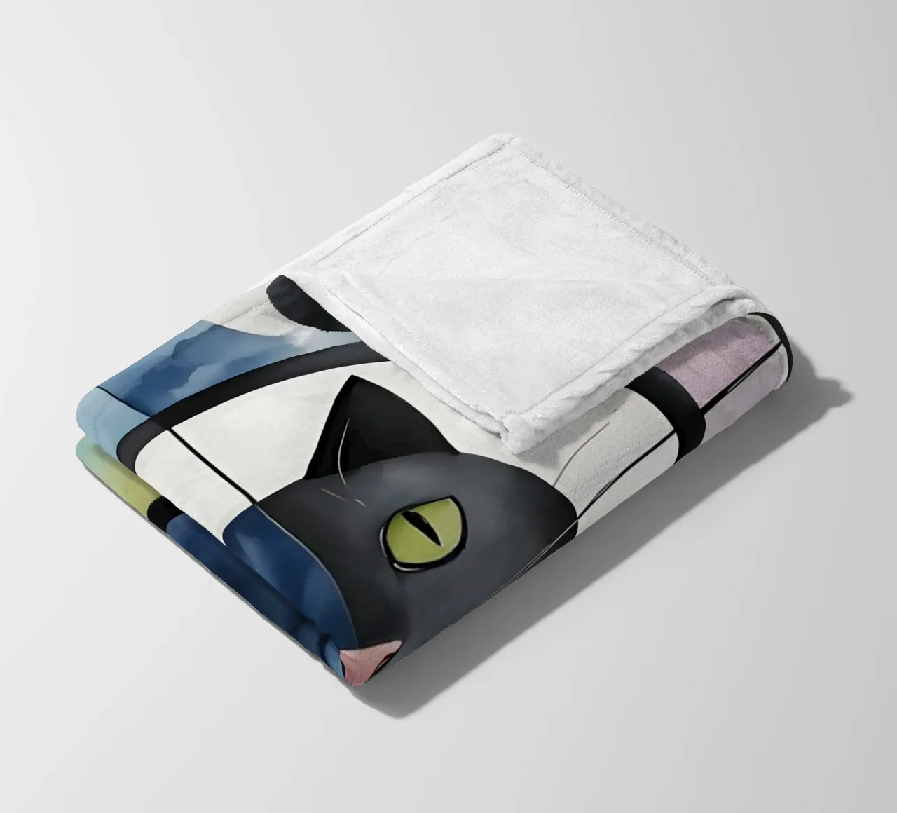 Gatto minimalista 02 coperta in pile da Minimalism