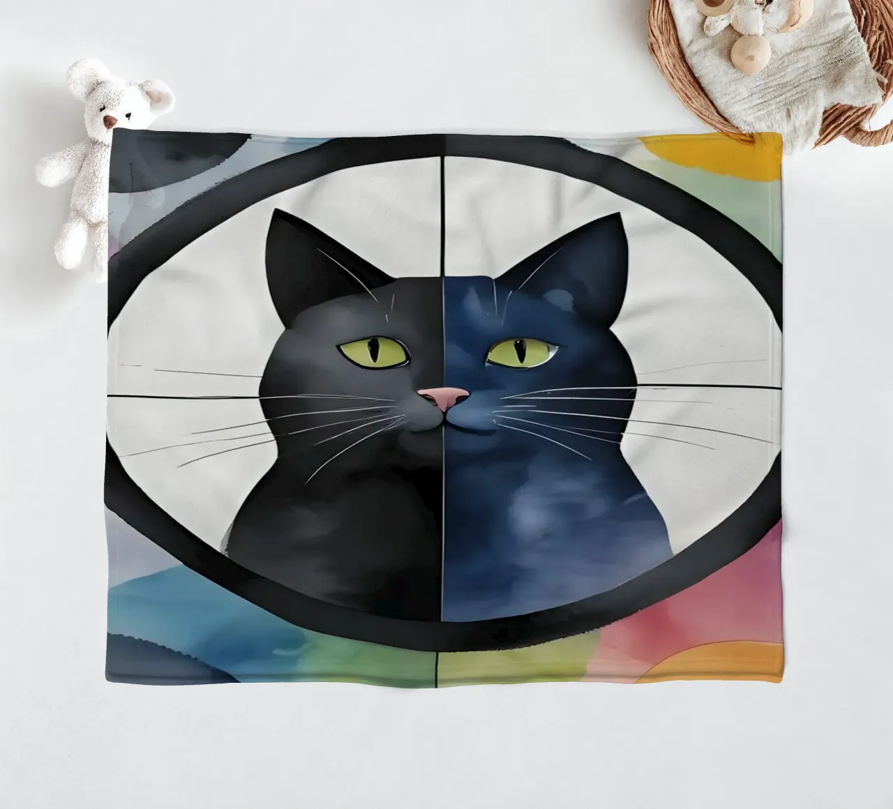 Gatto minimalista 02 coperta in pile da Minimalism