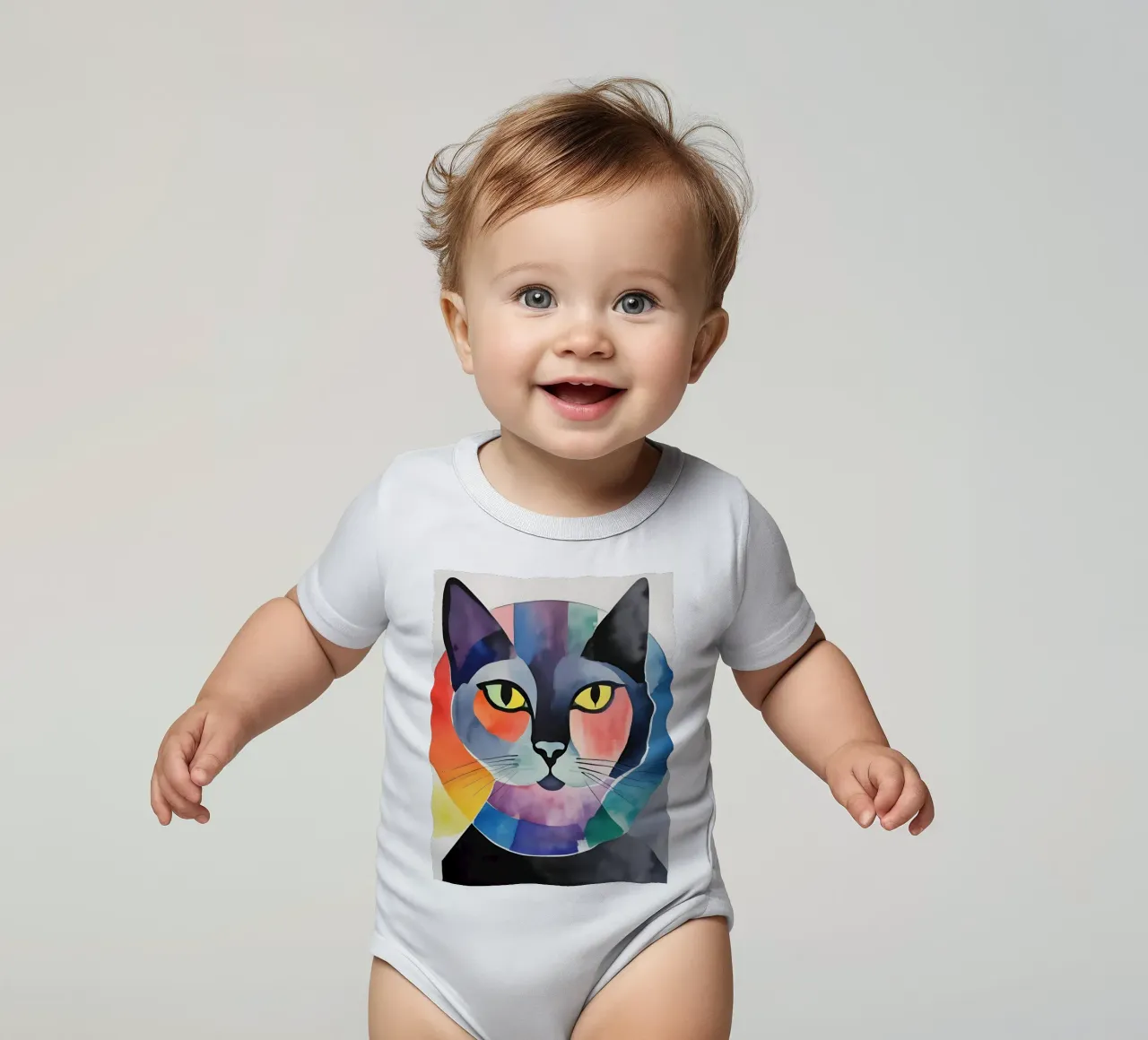 Kattenminimalisme 03 babyrompertje korte mouwen van Minimalism