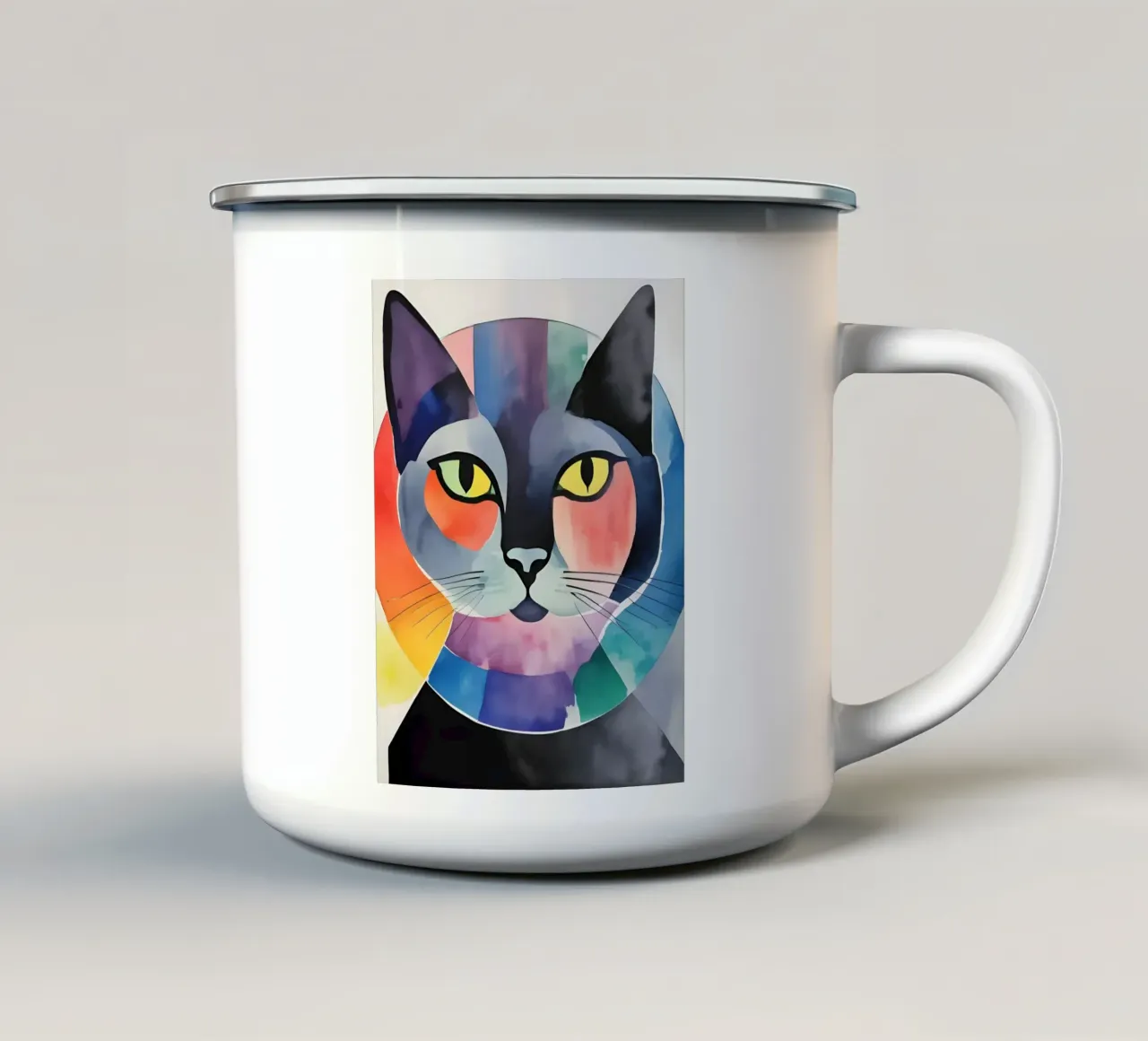 Gatto minimalista 03 tazza in smalto da Minimalism