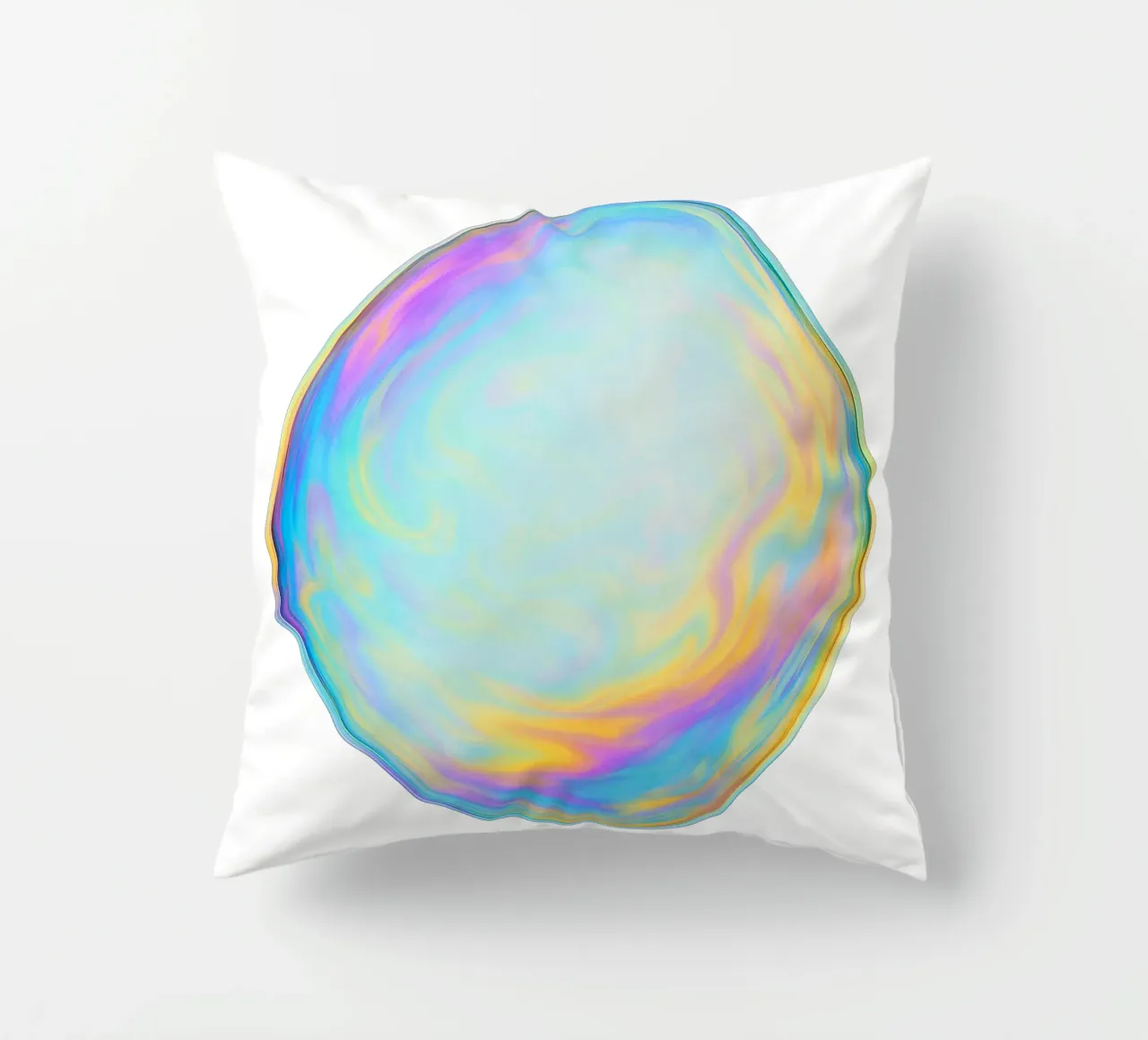 Bolla di sapone colorata e iridescente cuscino da Katja Stehle Design