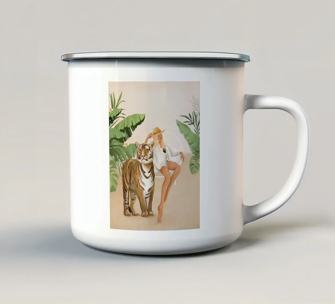 The Lady and the Tiger II tazza in smalto da Flow Line