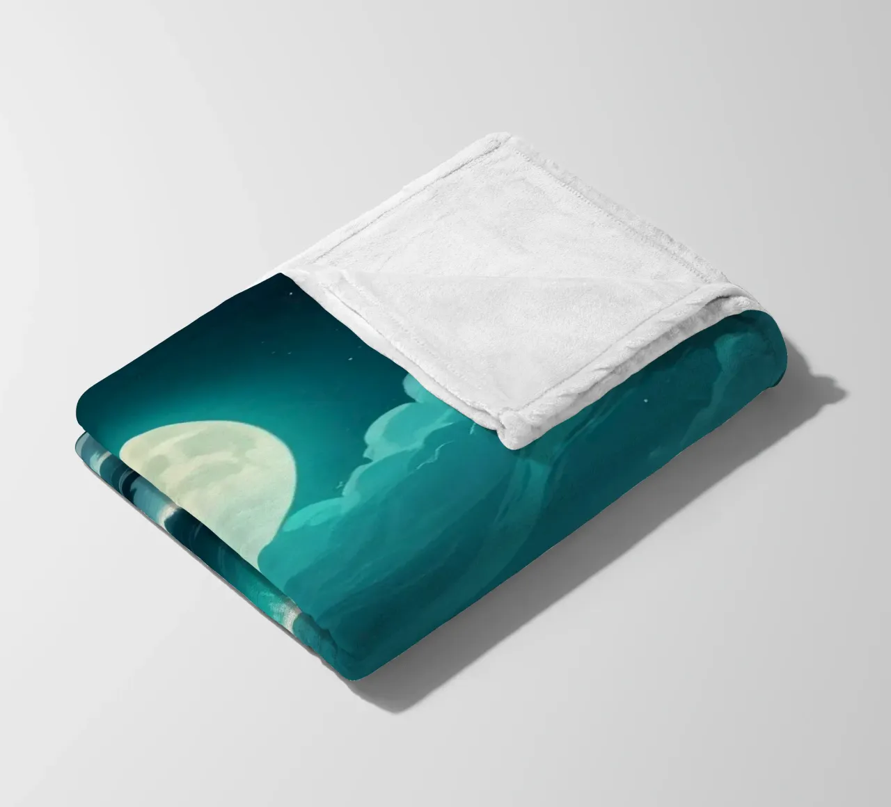 Waves crashing under a luminous moonlight backdrop fleece blanket by DesignDoodle