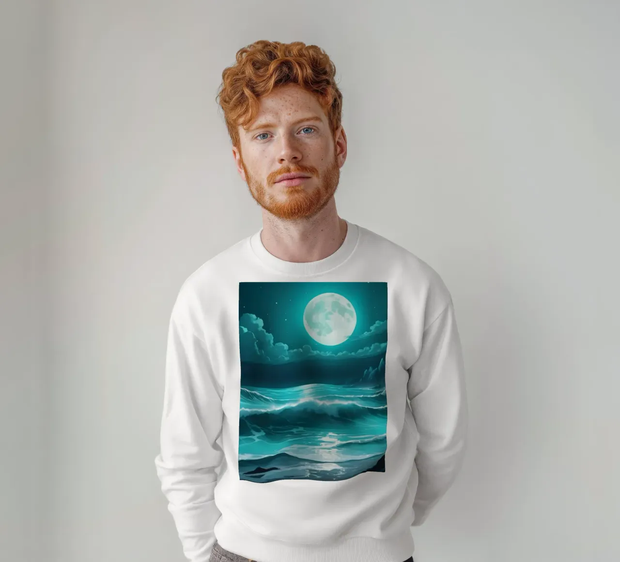 Superbe vue abstraite de l'océan au clair de lune sweat de DesignDoodle