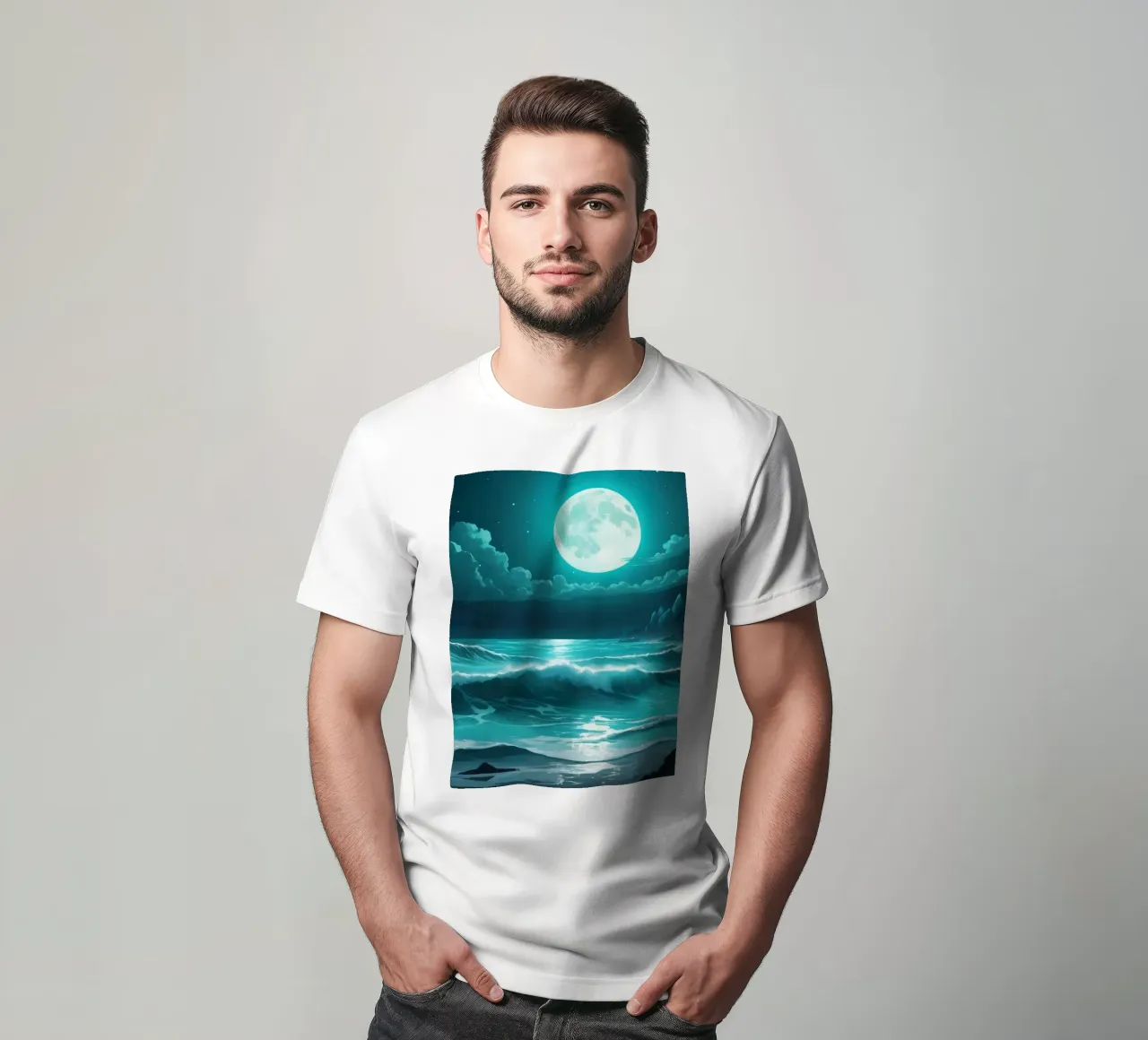 Superbe vue abstraite de l'océan au clair de lune t-shirt de DesignDoodle