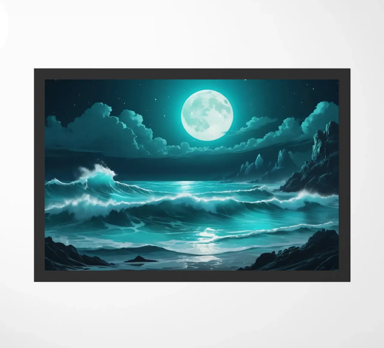 Superbe vue abstraite de l'océan au clair de lune paillasson de DesignDoodle