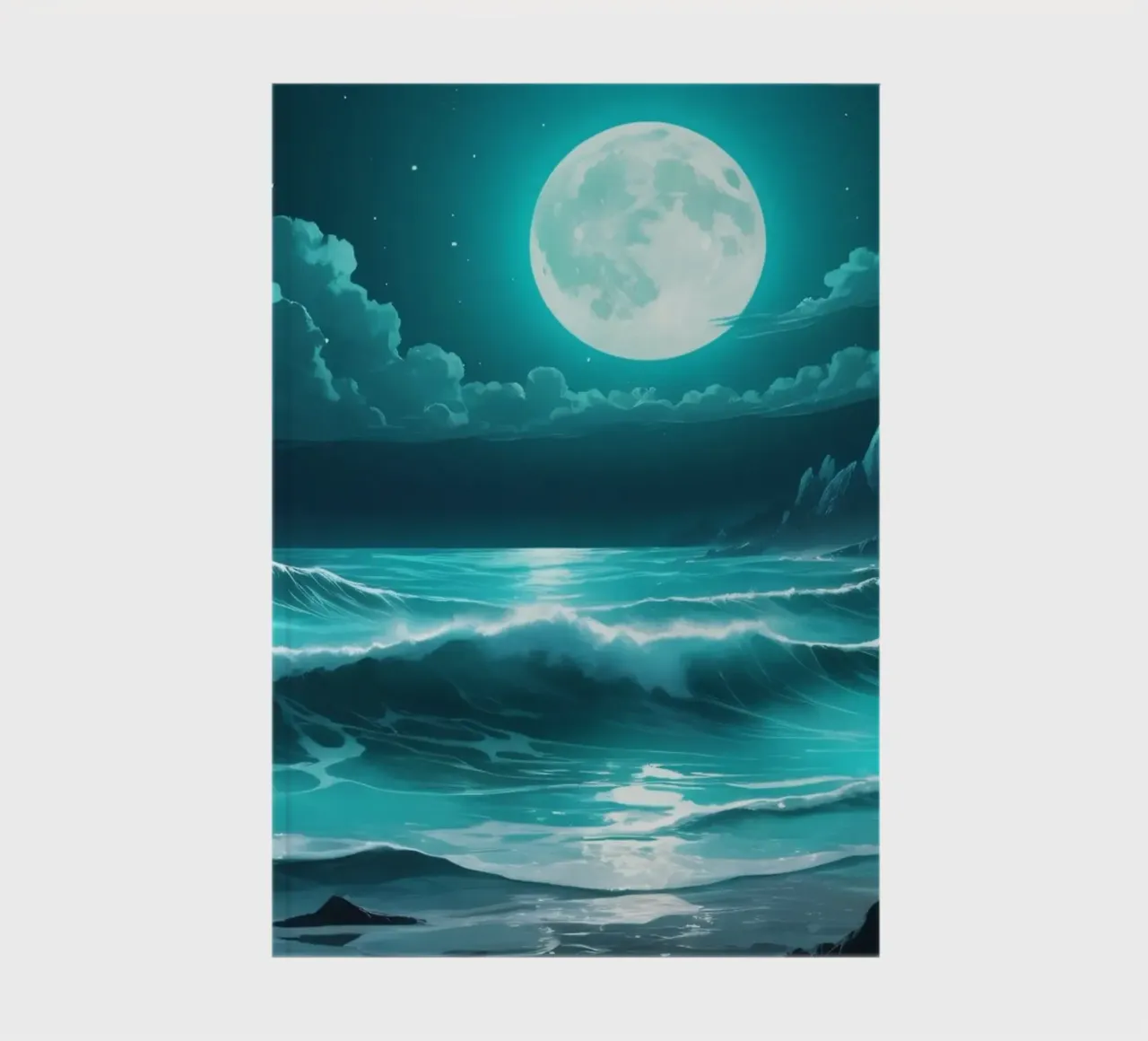 Superbe vue abstraite de l'océan au clair de lune carnet de notes de DesignDoodle