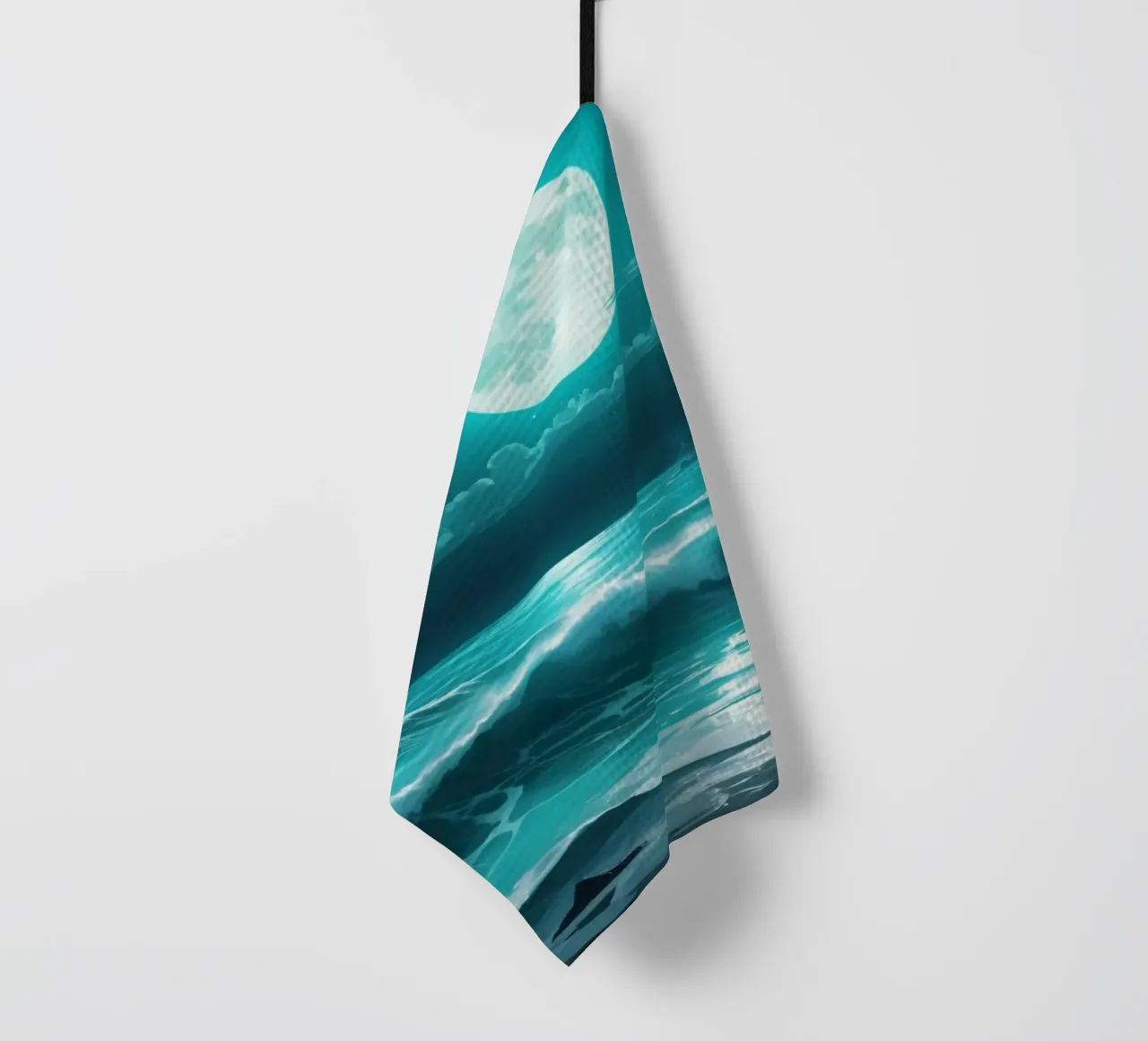 Superbe vue abstraite de l'océan au clair de lune torchon de DesignDoodle