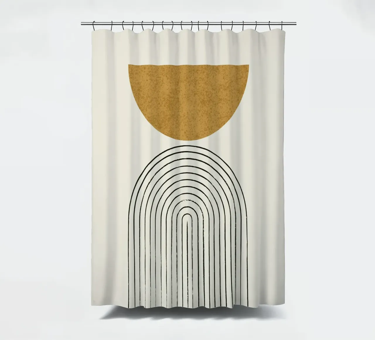 Arch Balance Gold shower curtain by MoonlightPrint