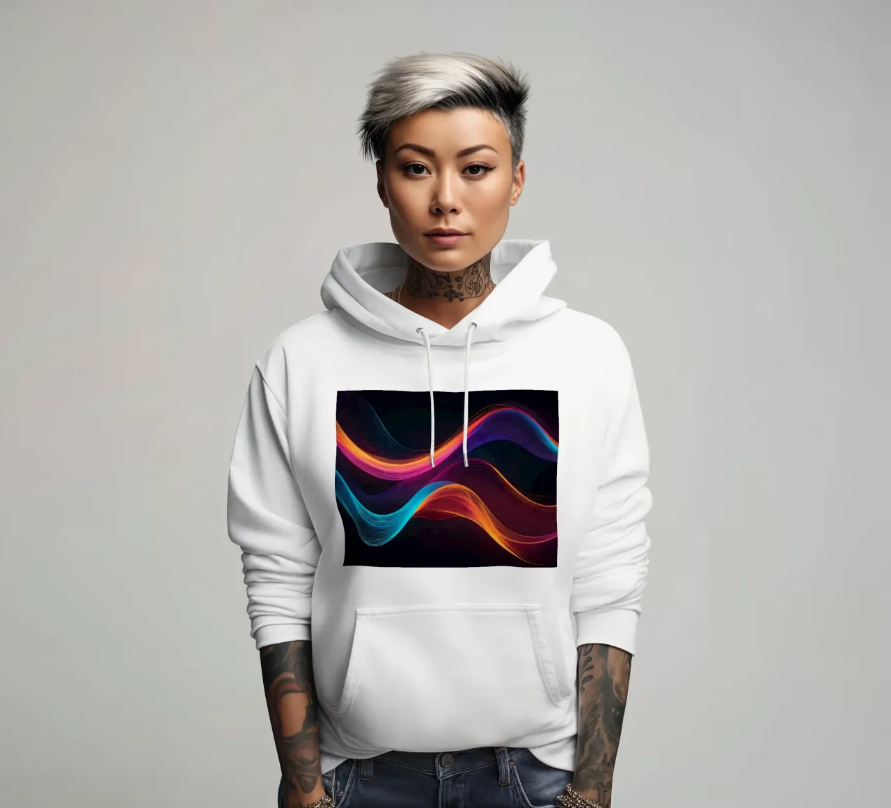 Vagues de couleurs abstraites et vibrantes créant un visuel dynamique sweat à capuche de DesignDoodle