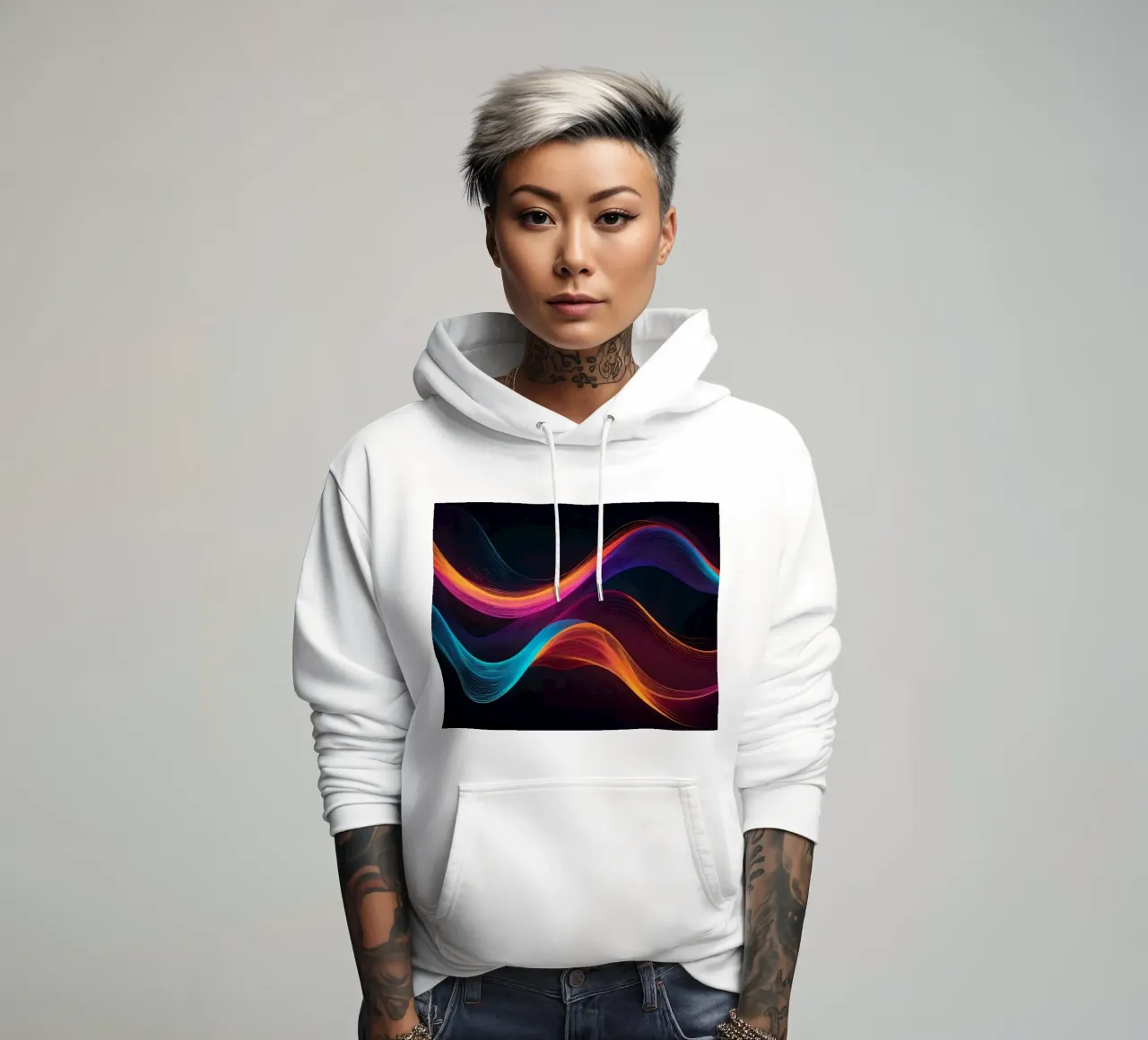 Vagues de couleurs abstraites et vibrantes créant un visuel dynamique sweat à capuche de DesignDoodle
