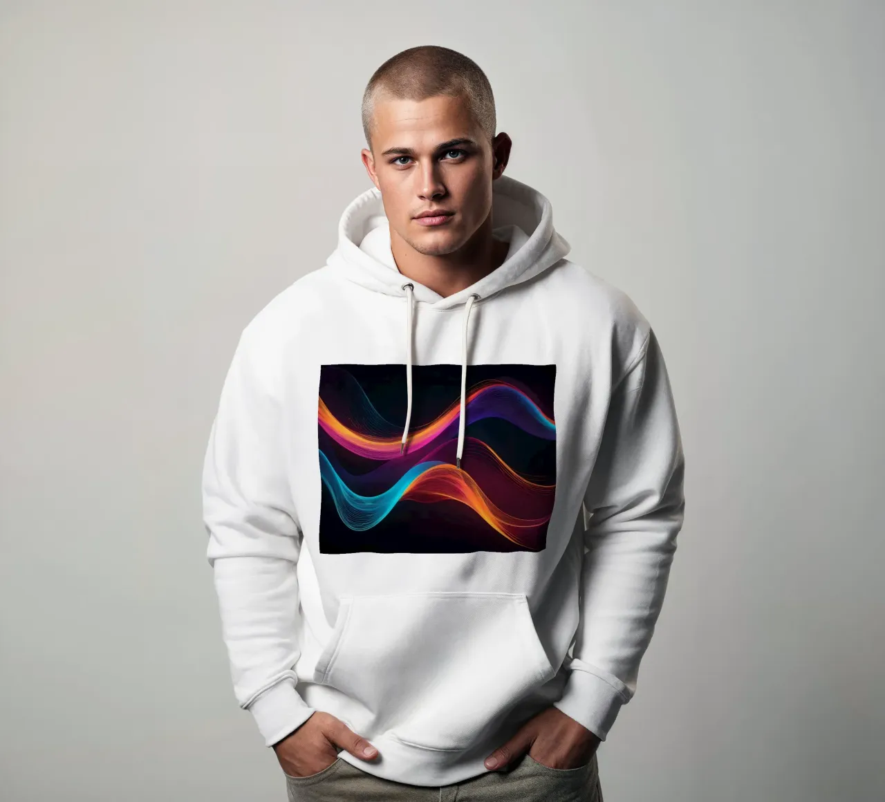 Vagues de couleurs abstraites et vibrantes créant un visuel dynamique sweat à capuche de DesignDoodle