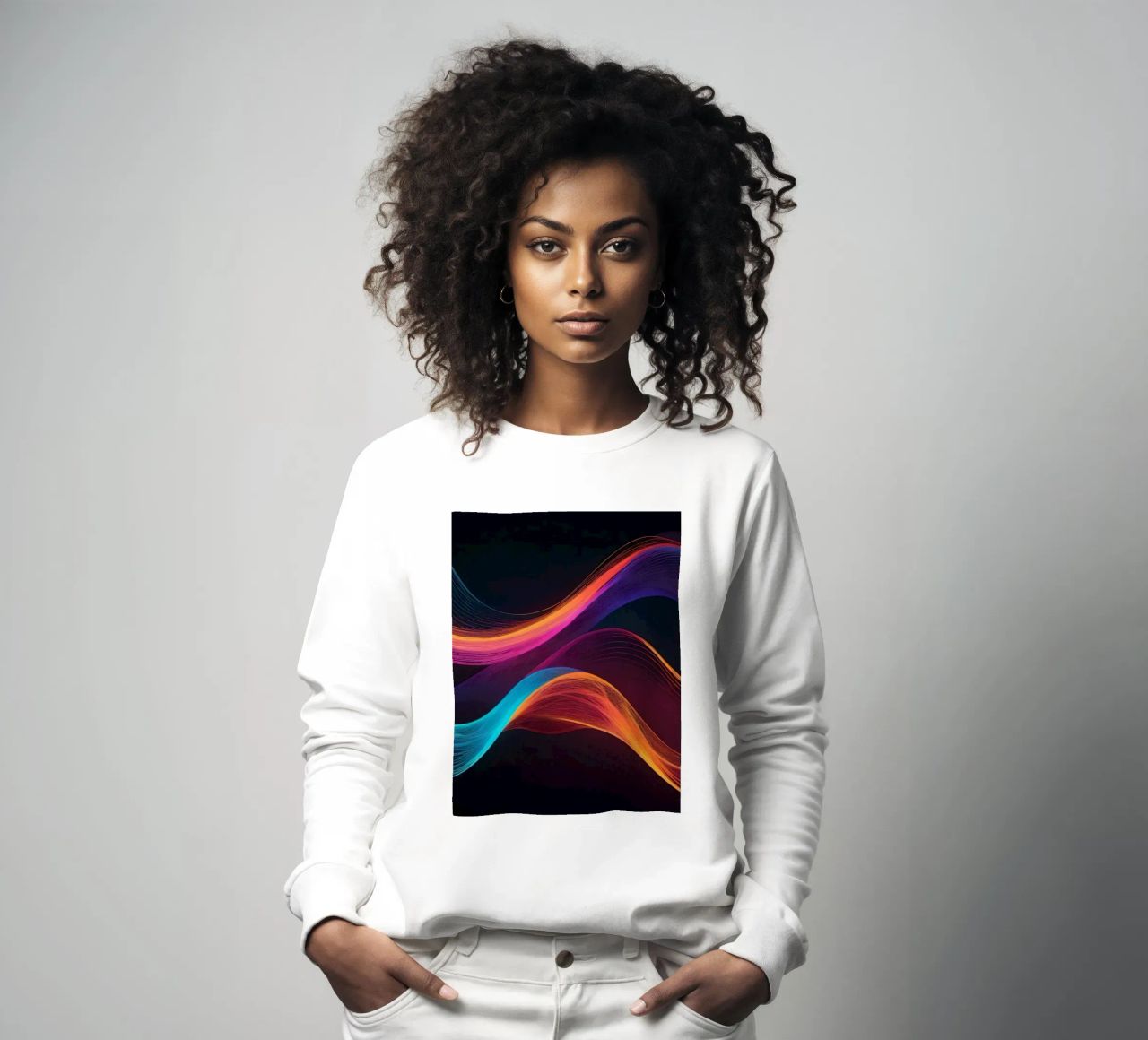 Vibrant abstract waves of color creating a dynamic visual sweatshirt by DesignDoodle