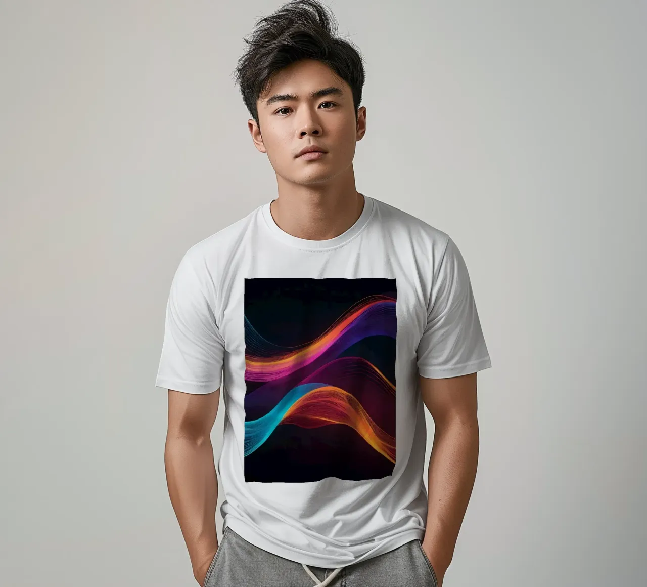Vagues de couleurs abstraites et vibrantes créant un visuel dynamique t-shirt de DesignDoodle