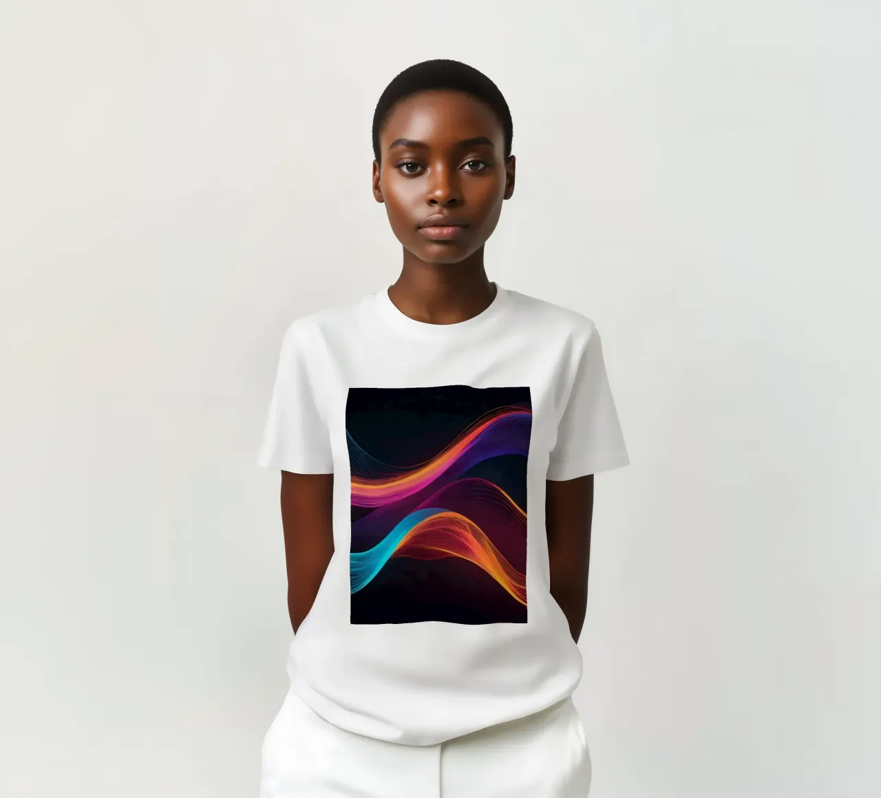 Vagues de couleurs abstraites et vibrantes créant un visuel dynamique t-shirt de DesignDoodle