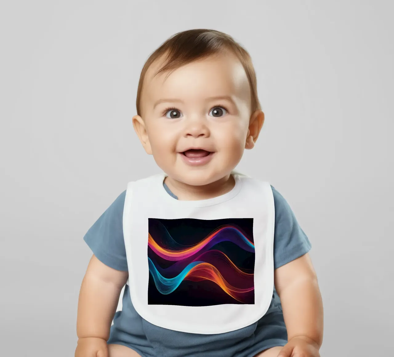 Vibranti onde astratte di colore che creano un'immagine dinamica. bavaglino da DesignDoodle