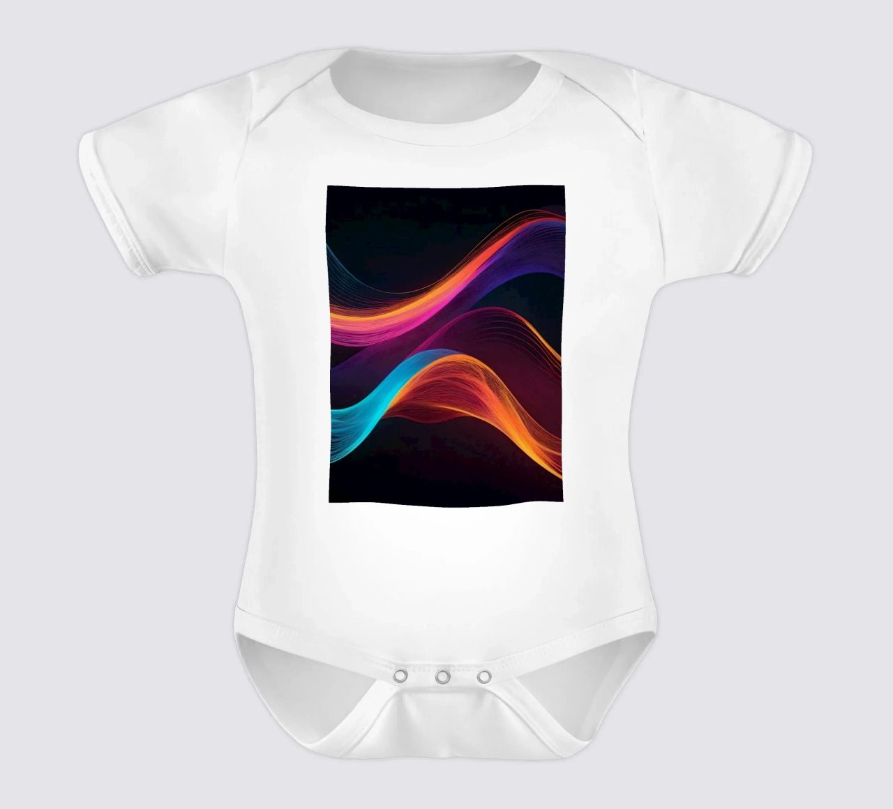 Vibrant abstract waves of color creating a dynamic visual short-sleeve baby romper by DesignDoodle