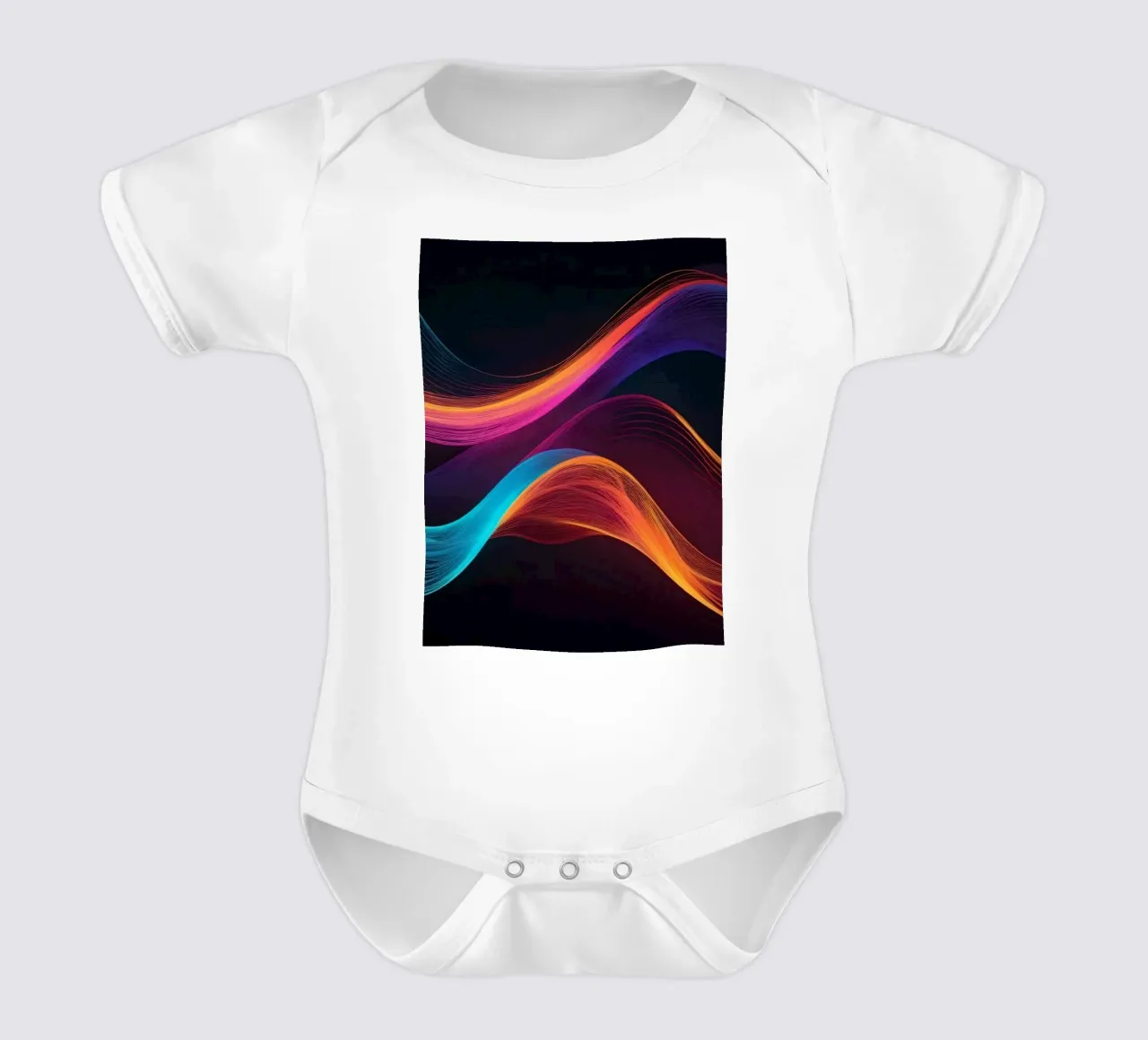 Vibrant abstract waves of color creating a dynamic visual short-sleeve baby romper by DesignDoodle