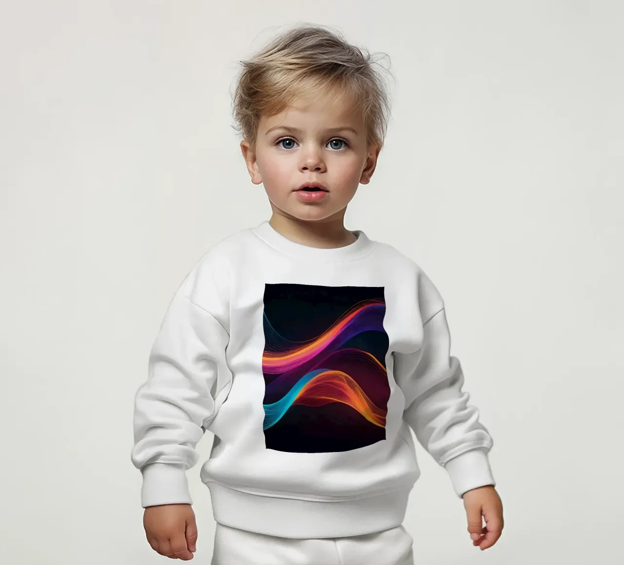 Vibrant abstract waves of color creating a dynamic visual baby sweatshirt by DesignDoodle