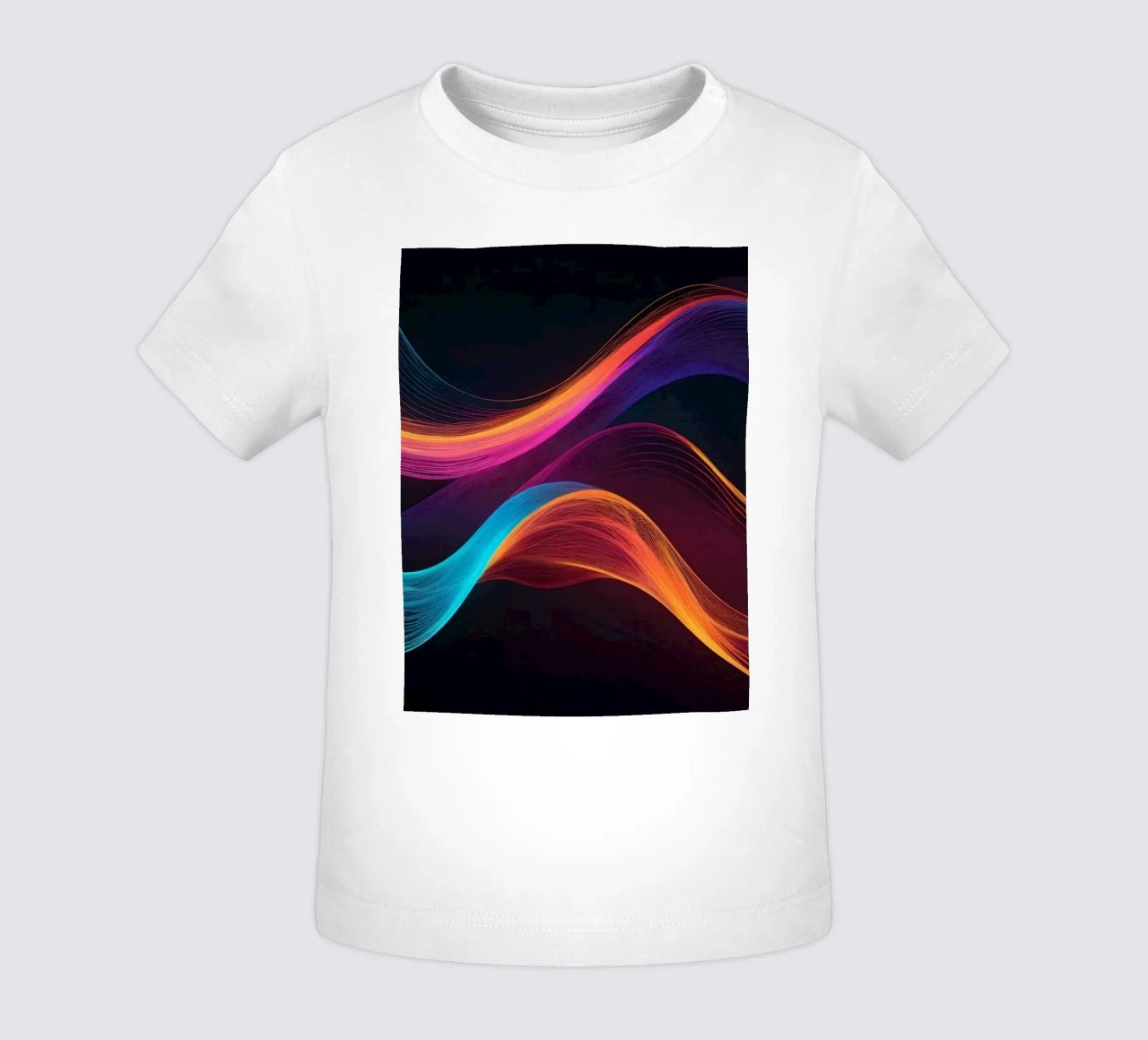 Vibrant abstract waves of color creating a dynamic visual baby t-shirt by DesignDoodle