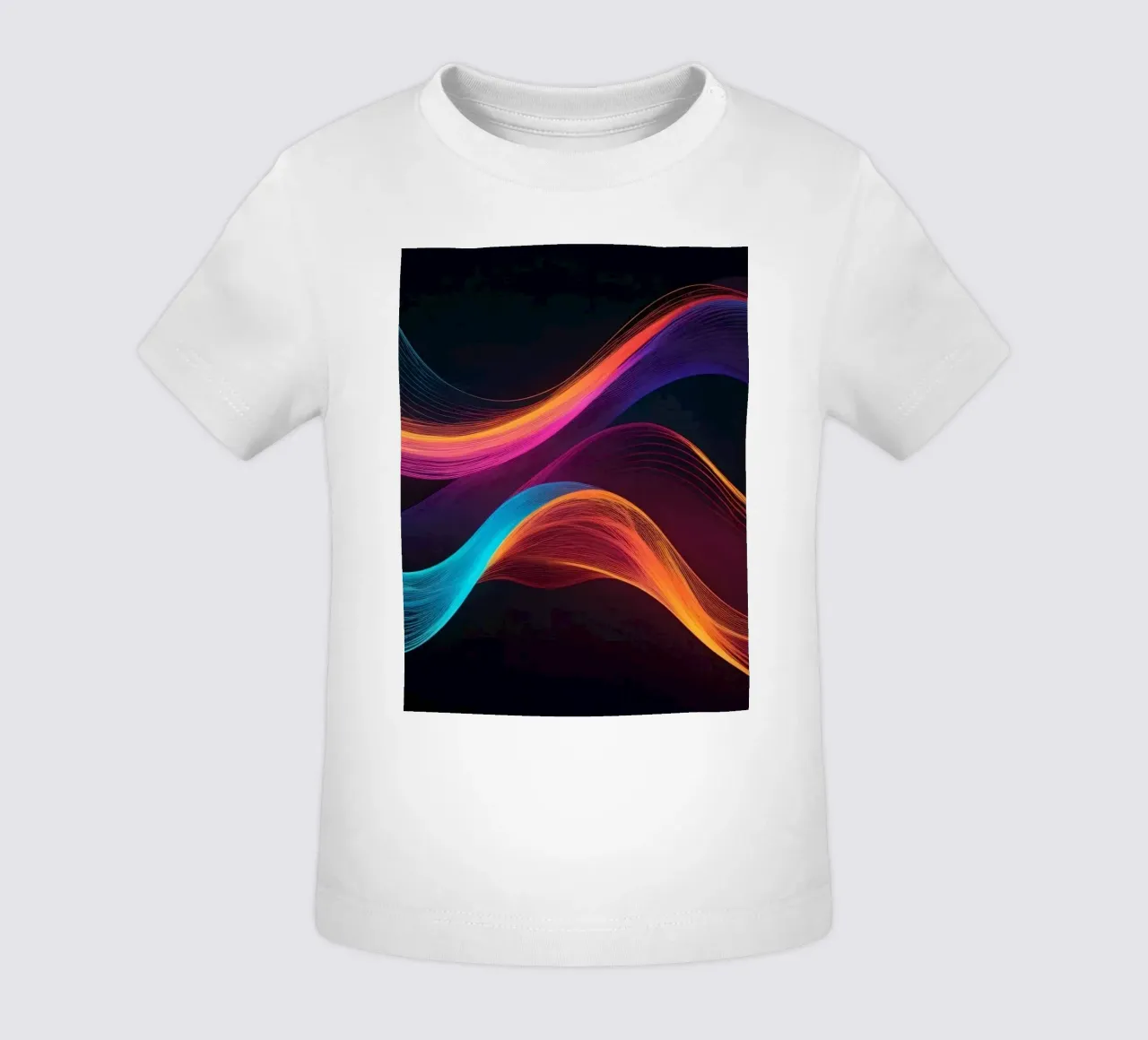 Vibrant abstract waves of color creating a dynamic visual baby t-shirt by DesignDoodle