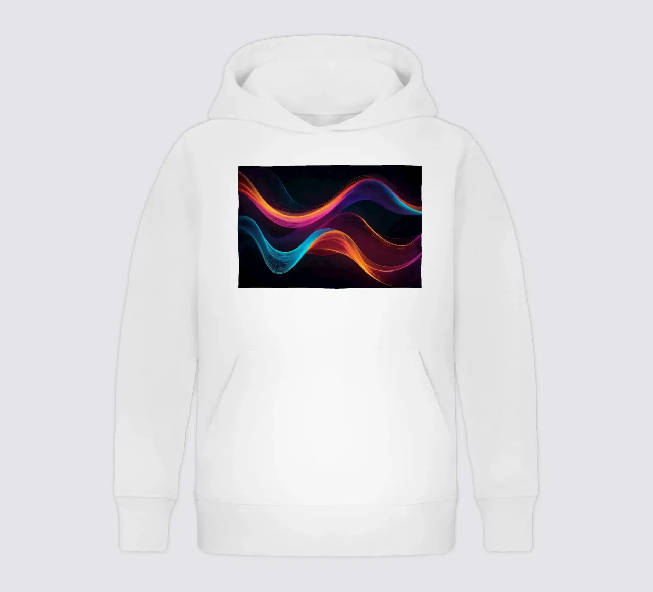 Vibrant abstract waves of color creating a dynamic visual kids hoodie by DesignDoodle
