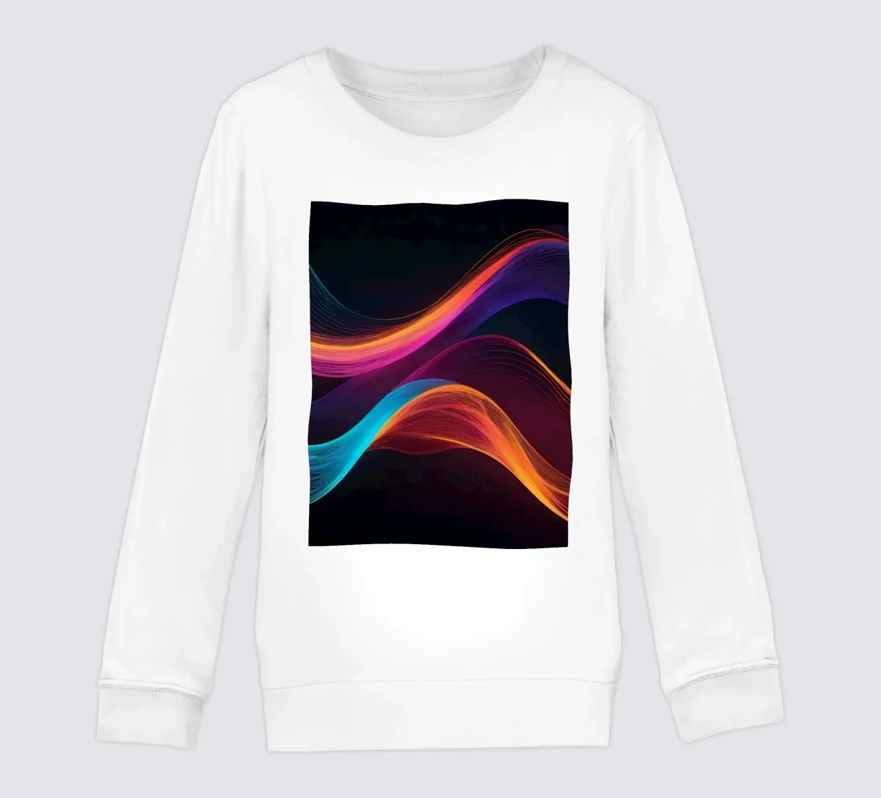 Vibrant abstract waves of color creating a dynamic visual kids sweatshirt by DesignDoodle