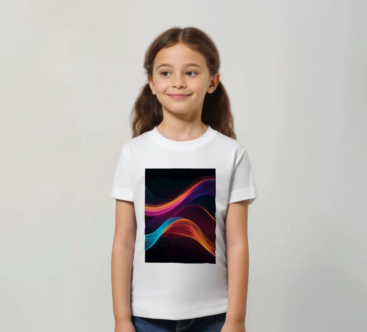 Vagues de couleurs abstraites et vibrantes créant un visuel dynamique t-shirt enfant de DesignDoodle