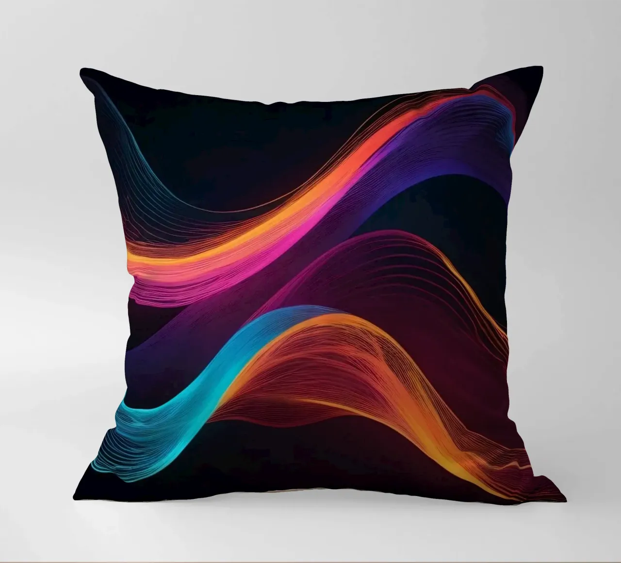 Vagues de couleurs abstraites et vibrantes créant un visuel dynamique coussin de DesignDoodle