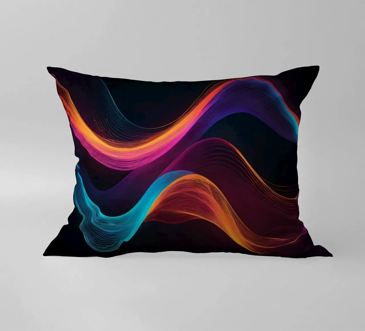 Vagues de couleurs abstraites et vibrantes créant un visuel dynamique coussin de DesignDoodle