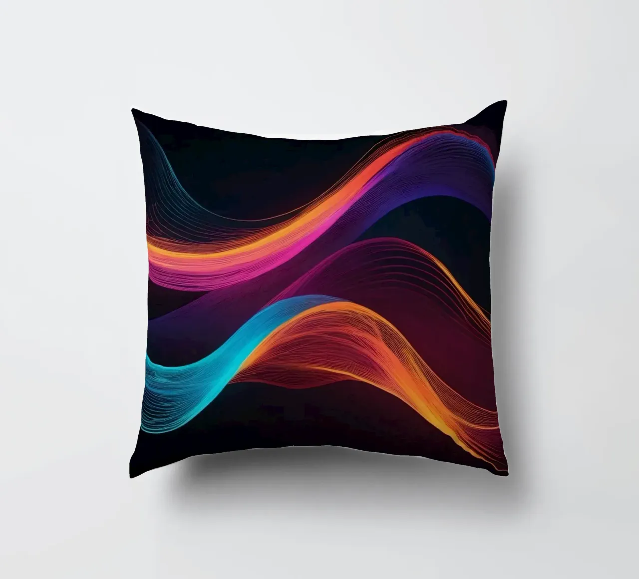 Vagues de couleurs abstraites et vibrantes créant un visuel dynamique coussin de DesignDoodle