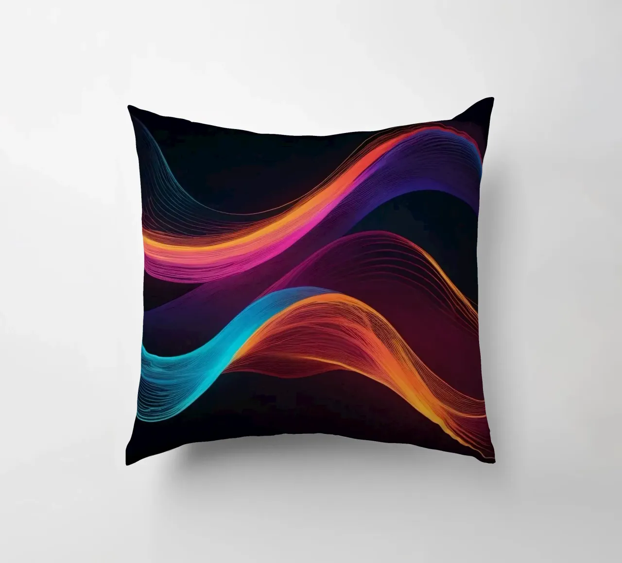 Vagues de couleurs abstraites et vibrantes créant un visuel dynamique coussin de DesignDoodle