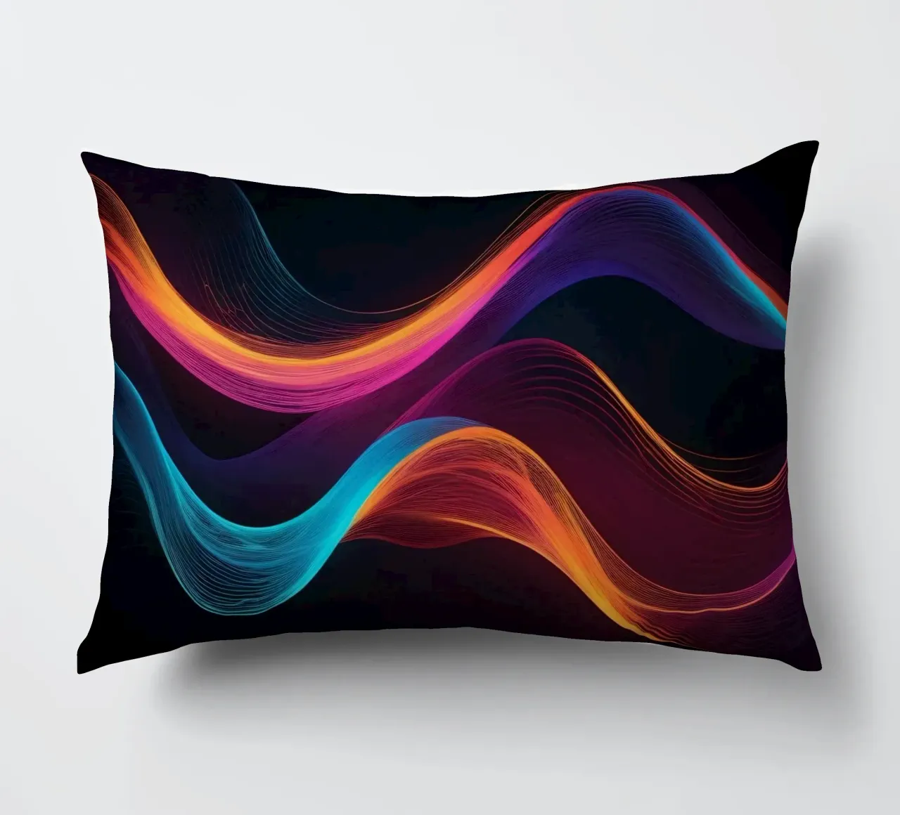 Vagues de couleurs abstraites et vibrantes créant un visuel dynamique coussin de DesignDoodle