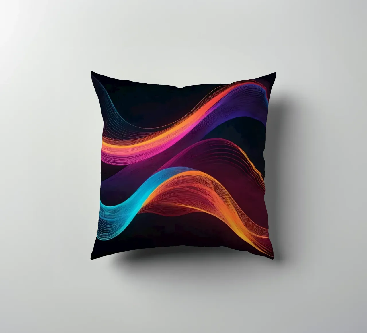 Vagues de couleurs abstraites et vibrantes créant un visuel dynamique coussin de DesignDoodle