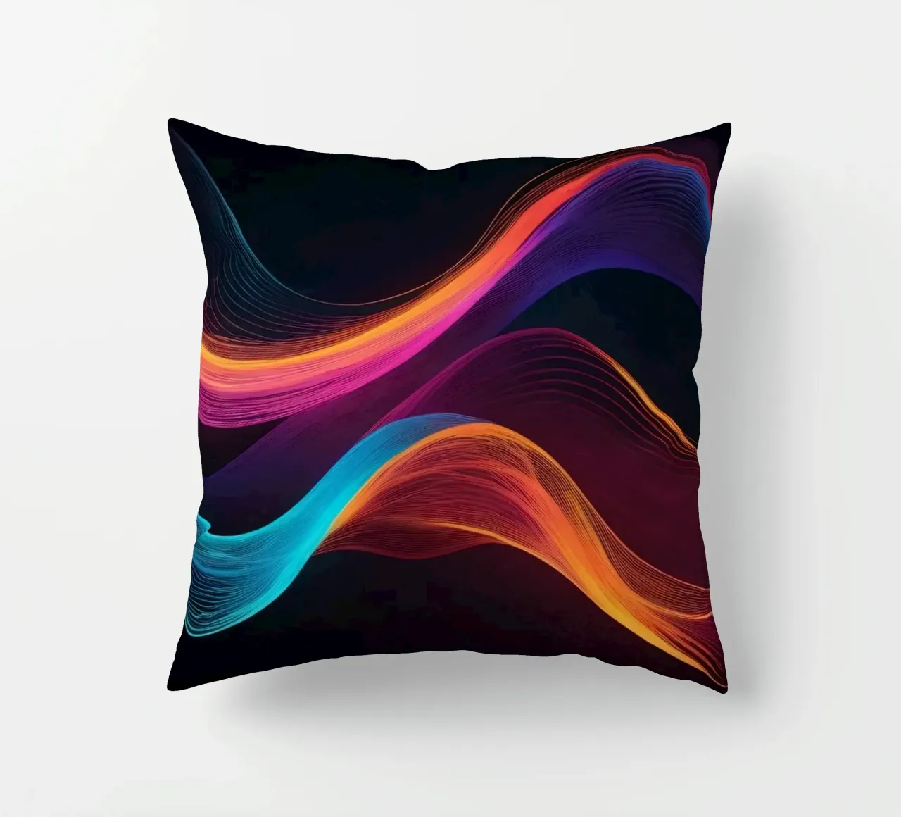 Vagues de couleurs abstraites et vibrantes créant un visuel dynamique coussin de DesignDoodle