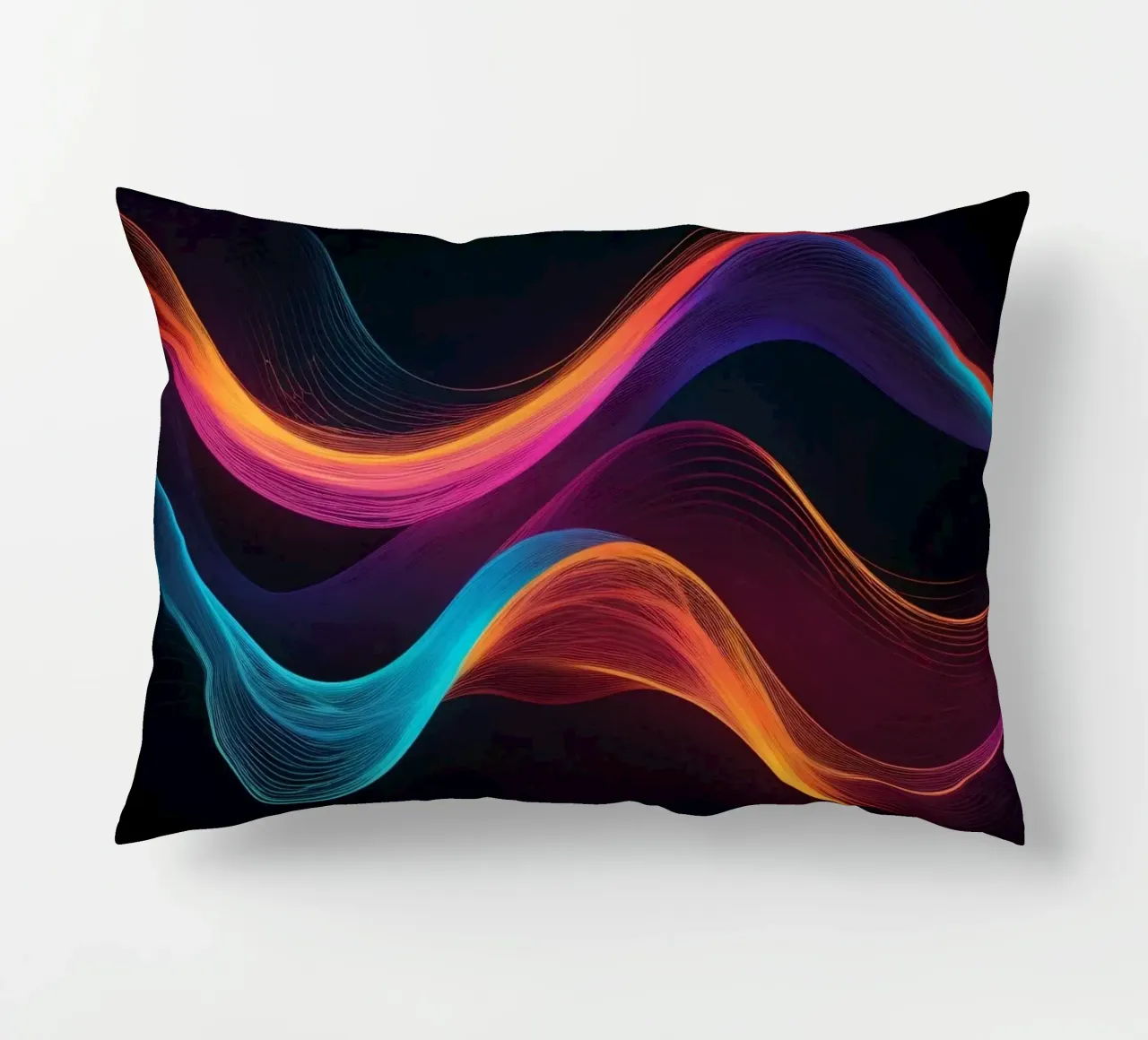 Vagues de couleurs abstraites et vibrantes créant un visuel dynamique coussin de DesignDoodle