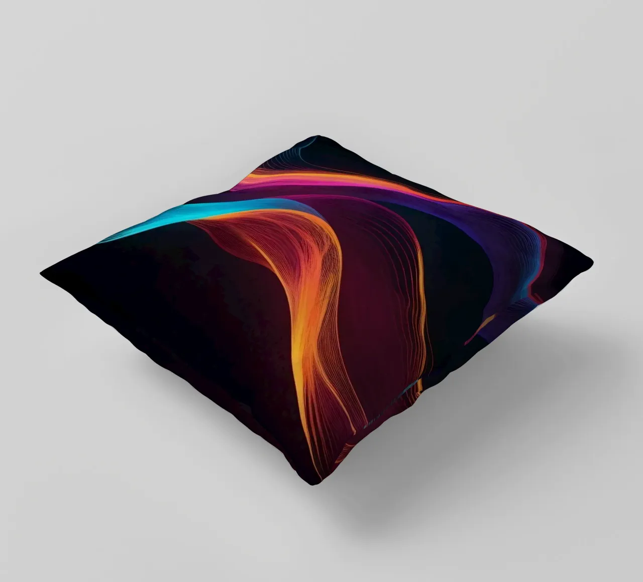 Vagues de couleurs abstraites et vibrantes créant un visuel dynamique coussin de DesignDoodle