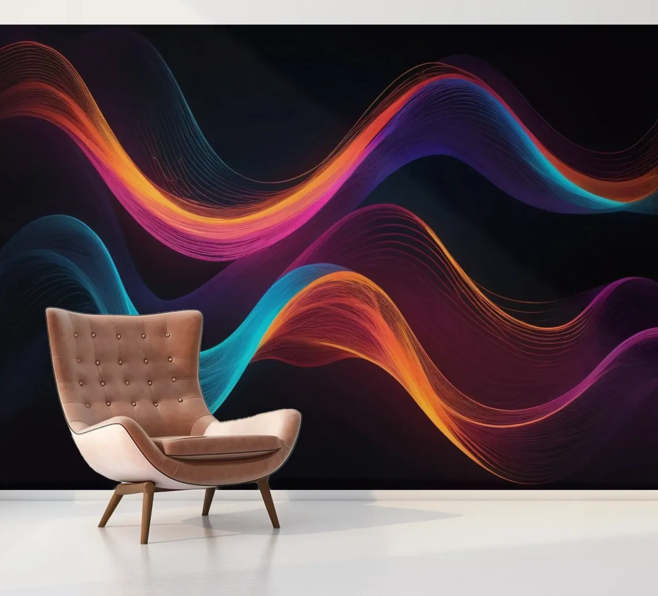 Vagues de couleurs abstraites et vibrantes créant un visuel dynamique papier peint photo de DesignDoodle