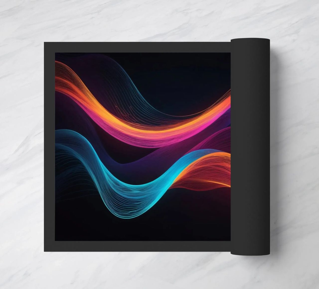 Vibrant abstract waves of color creating a dynamic visual doormat by DesignDoodle