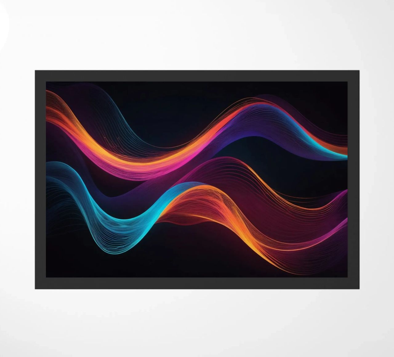 Vibrant abstract waves of color creating a dynamic visual doormat by DesignDoodle