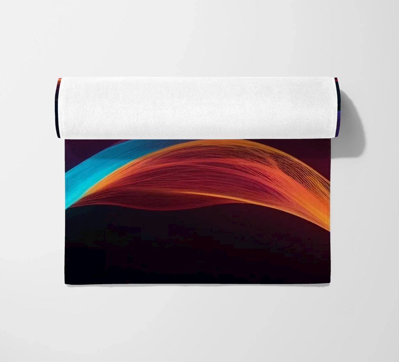 Vibrant abstract waves of color creating a dynamic visual beach towel by DesignDoodle