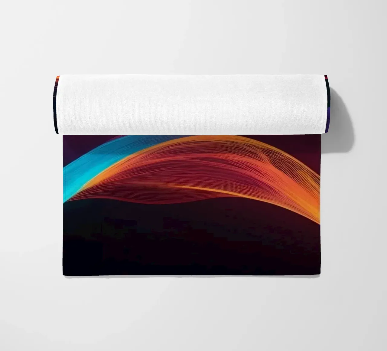 Vibrant abstract waves of color creating a dynamic visual beach towel by DesignDoodle