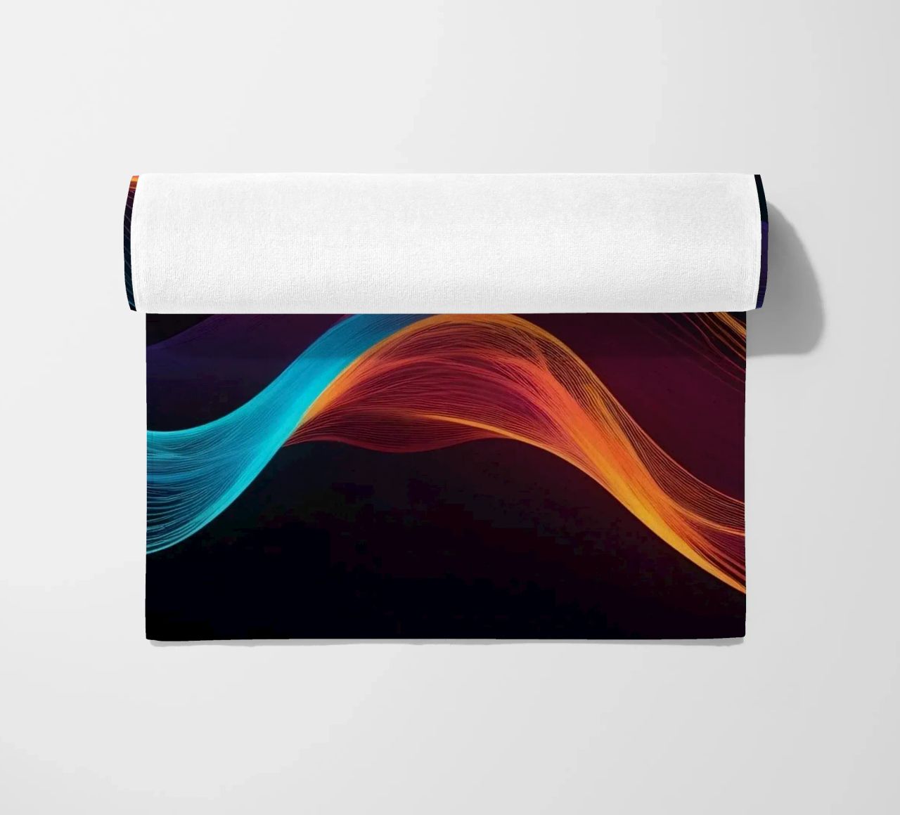 Vibrant abstract waves of color creating a dynamic visual beach towel by DesignDoodle
