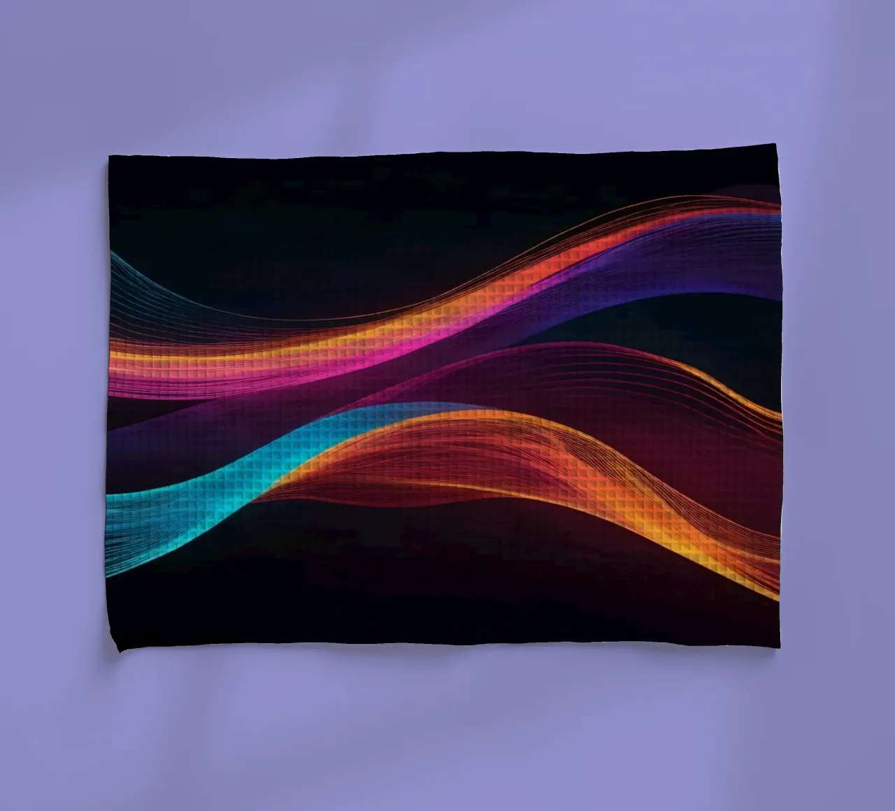 Vibrant abstract waves of color creating a dynamic visual tea towel by DesignDoodle