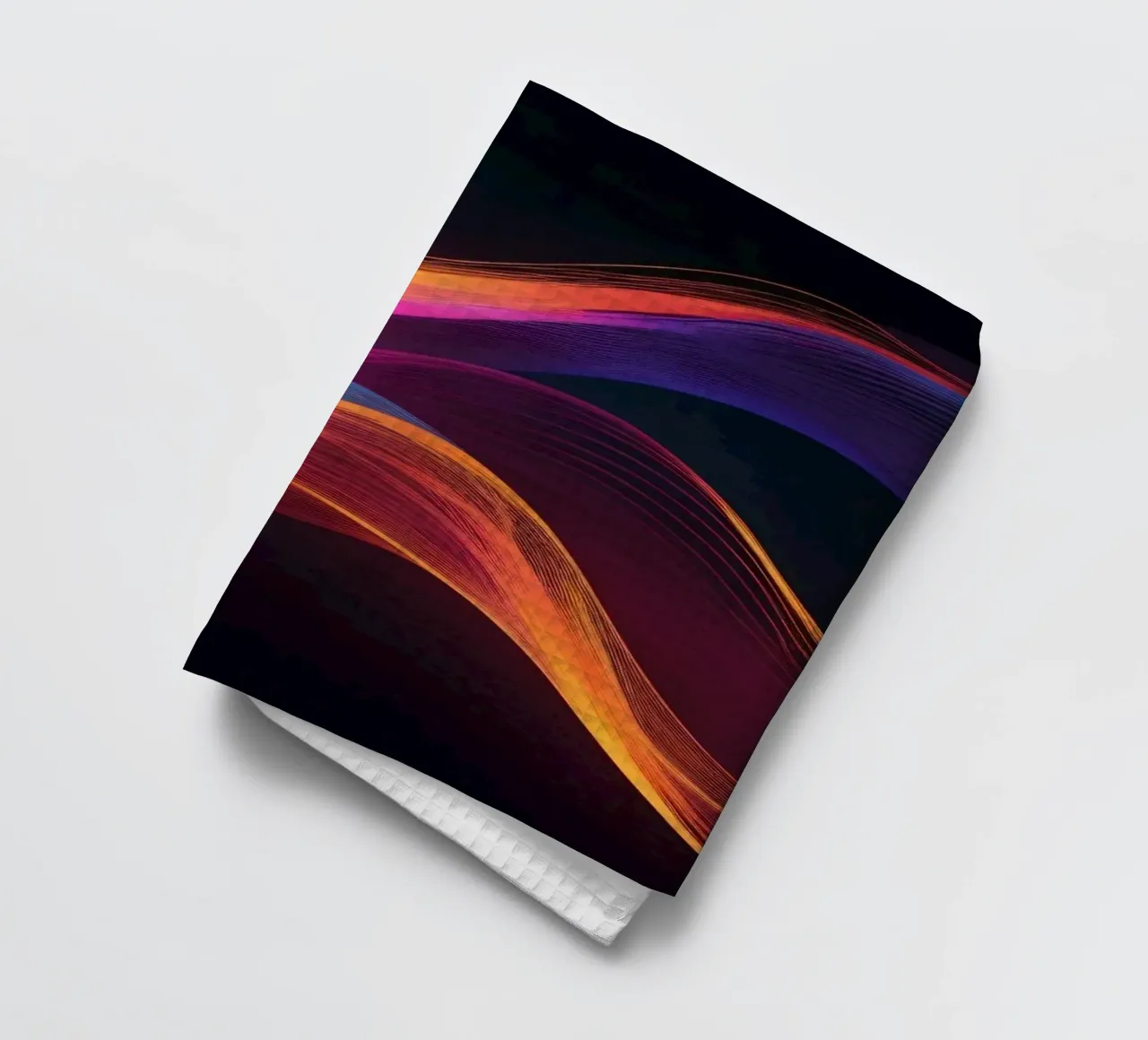 Vibrant abstract waves of color creating a dynamic visual tea towel by DesignDoodle