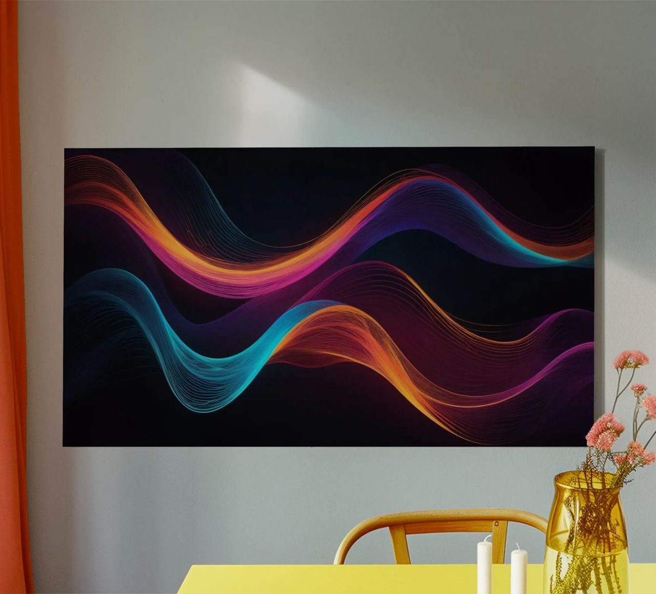 Vibrant abstract waves of color creating a dynamic visual canvas by DesignDoodle