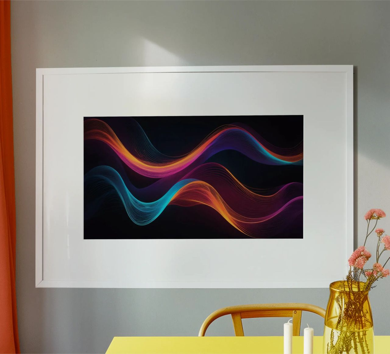 Vibrant abstract waves of color creating a dynamic visual hahnemühle by DesignDoodle