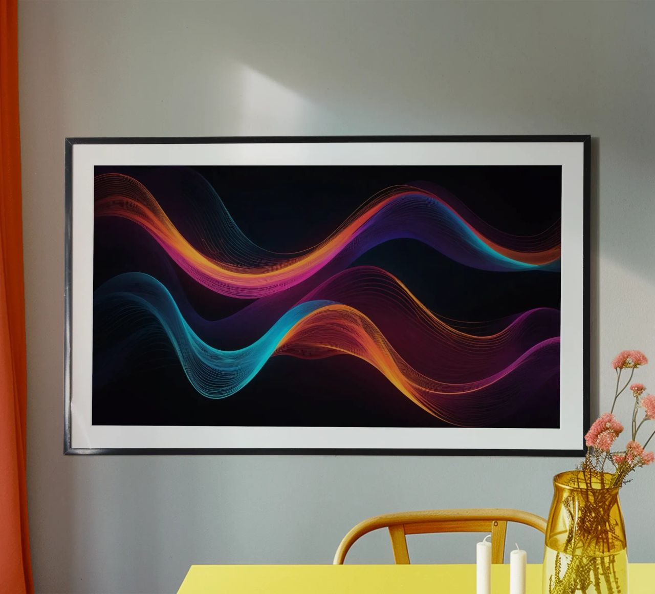 Vibrant abstract waves of color creating a dynamic visual hahnemühle by DesignDoodle