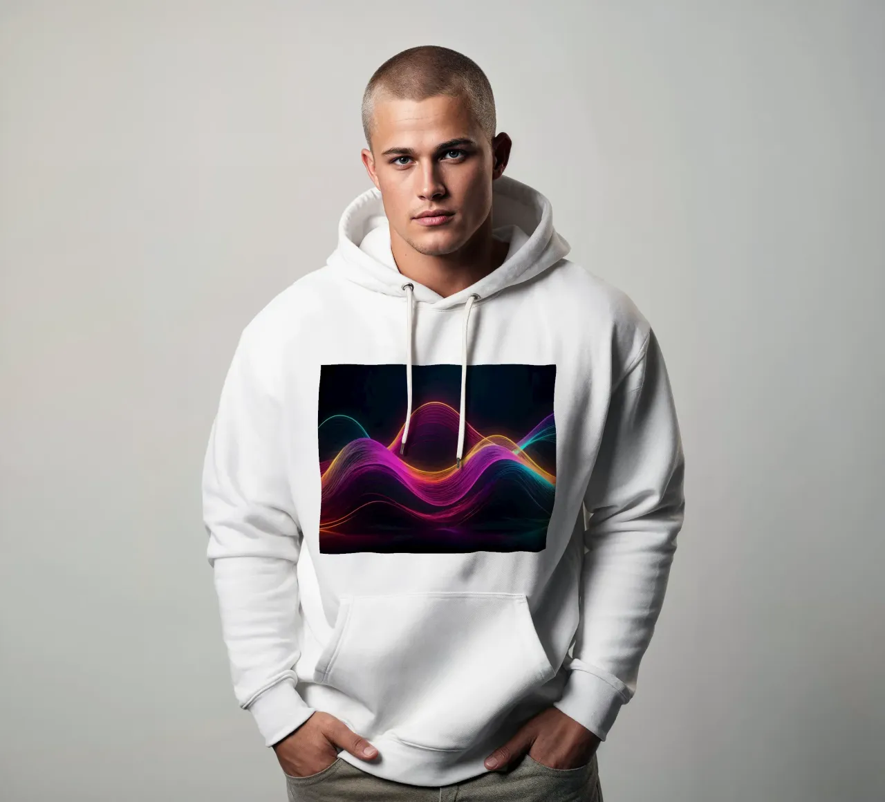 Vibranti onde astratte creano uno sfondo digitale ipnotico felpa con cappuccio da DesignDoodle